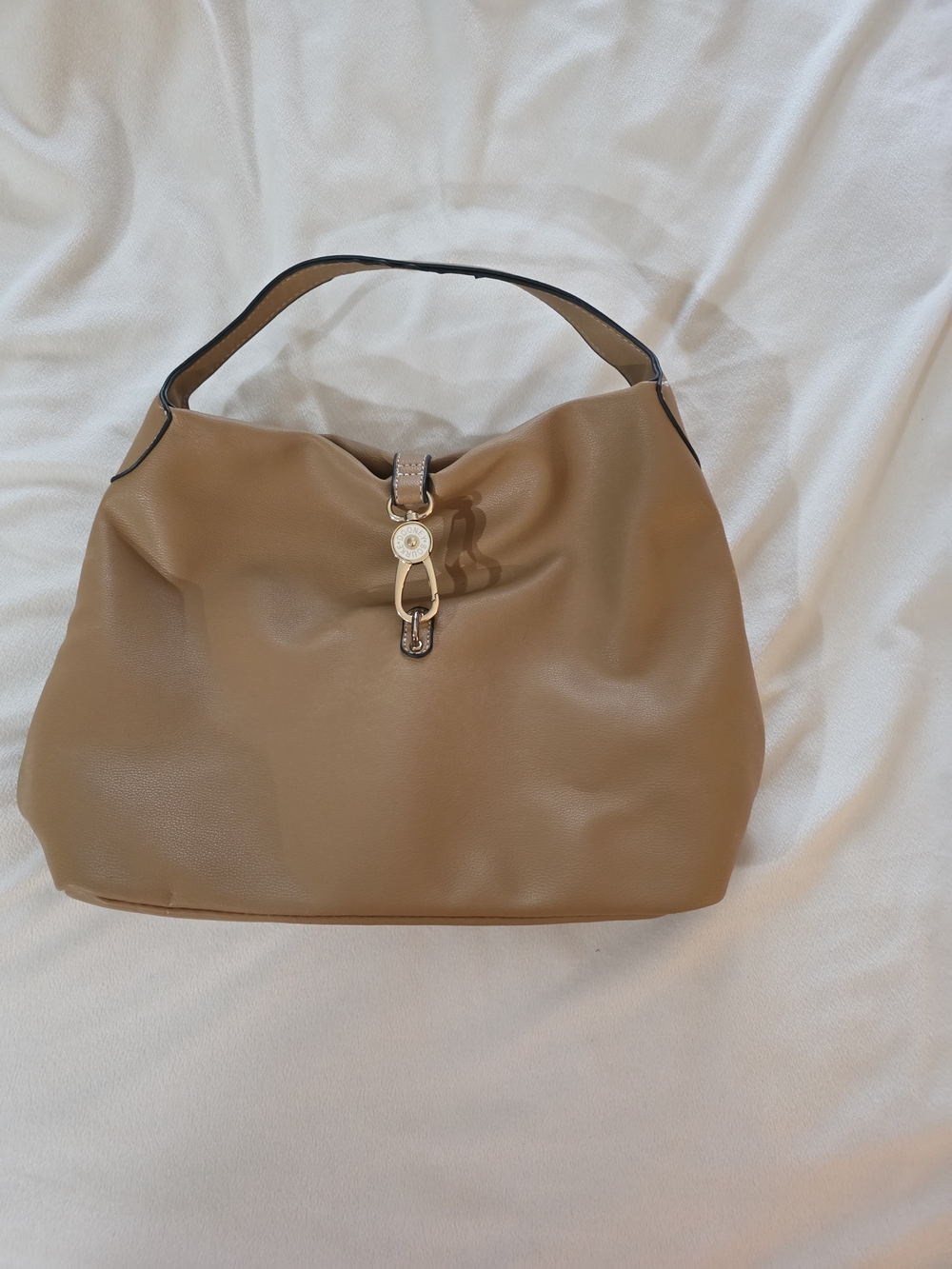 Dooney & Bourke Tan Leather Hobo with Gold Accent - Picture 1 of 8